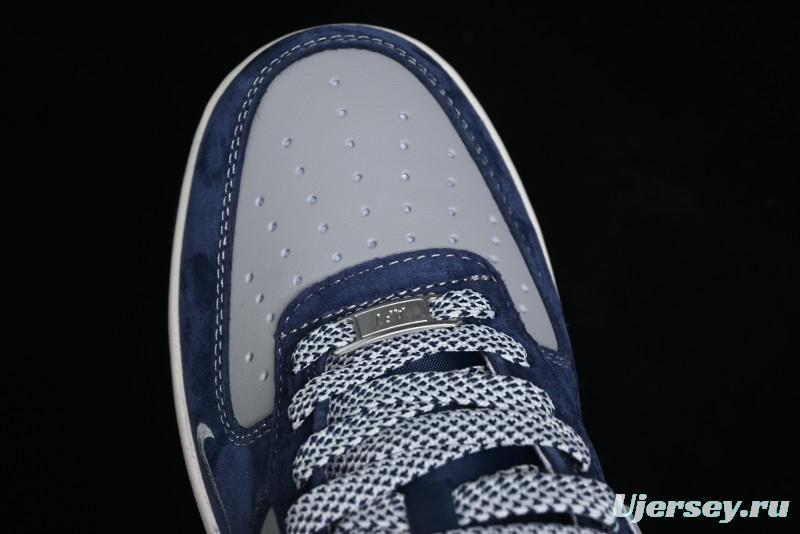 Nike Air Force 1 '07 Low Stussy Collaboration - Grey Blue Suede Low-Top Casual Sneakers - SJ6698-007