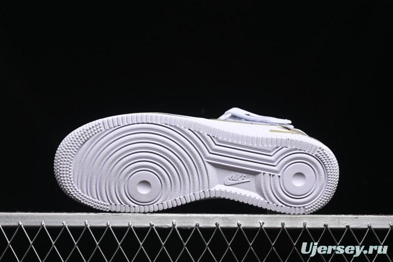 Nike Air Force 1 '07 Mid Hand-Painted Olive Green with Swoosh Shadow Strap Mid-Top Casual Sneakers - CW2289-111