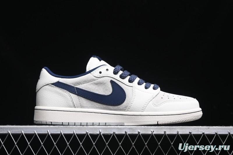 Nike Travis Scott x Fragment Design x Air Jordan 1 Low OG SP AJ1 Sneakers with Reverse Swoosh - SJ2068-134