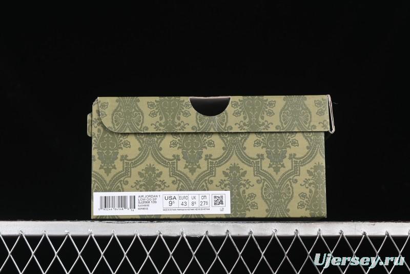 Nike Travis Scott x Fragment Design x Air Jordan 1 Low OG SP AJ1 Gucci Collaboration - Black Dragonfly Low-top Casual Sneakers - SJ2068-139