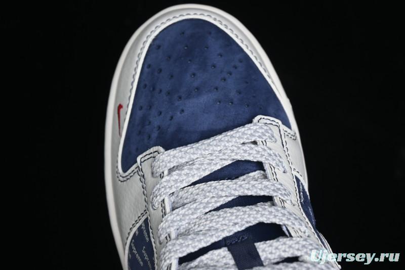 Nike SB Dunk Low Supreme Collaboration - White Blue with Crystal Outsole Anniversary High-End Custom Low-Top Casual Skate Shoes - XS1086-002
