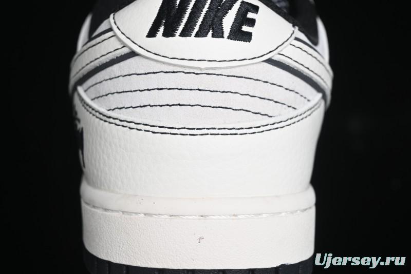 Nike SB Dunk Low Stussy Collaboration - Beige Black Line High-End Custom Low-Top Casual Skate Shoes - BB7518-008