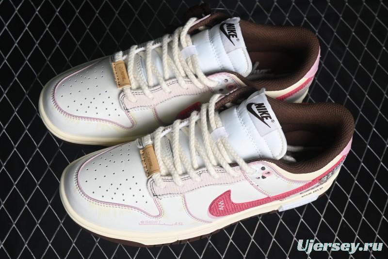 Nike Dunk Low Retro Casual Sneakers in Brown and Sail with Panda Mischief Skyline Theme - DD1503-124