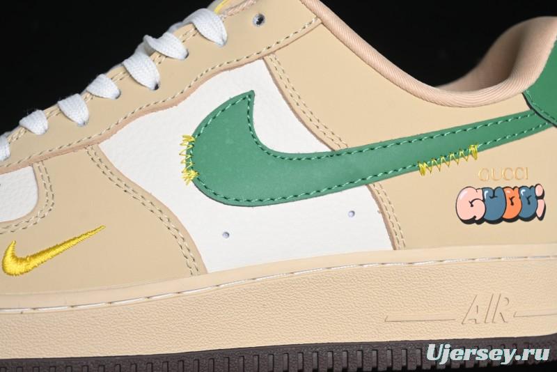 Nike Air Force 1'07 Low Gucci Collaboration White Brown Green Low-Top Casual Sneakers - KK1988-024