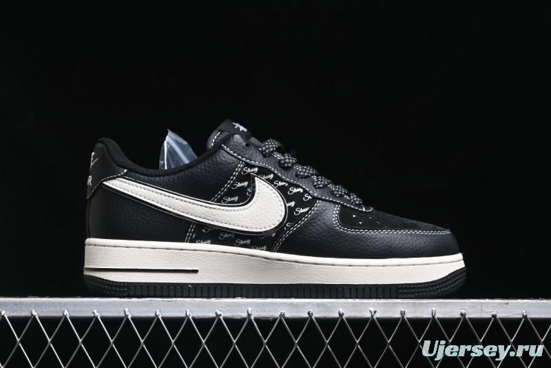 Nike Air Force 1 '07 Low Stussy Collaboration - All Black Low-Top Casual Sneakers - XZ6188-311