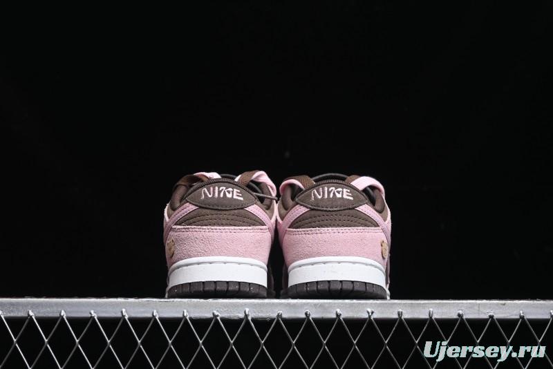 Nike Dunk Low 85 Double Swoosh Series Strawberry Chestnut SB Low Top Casual Skate Shoes - HV1799-161