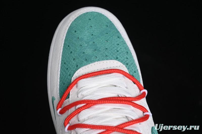 Nike Air Force 1 '07 Low Gucci Stone Island Collaboration - Grey Green Pigskin Lace-Up Casual Sneakers - DF0188-010