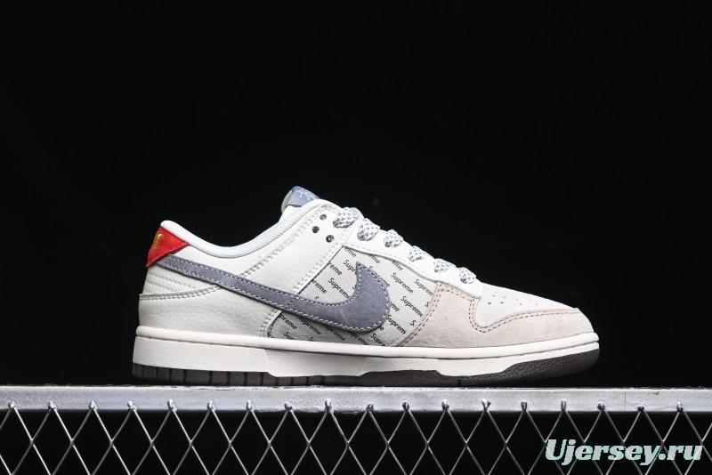 Nike SB Dunk Low Stussy Collaboration - Beige Grey Gold Embroidery Anniversary High-End Custom Low-Top Casual Skate Shoes - XS1086-001