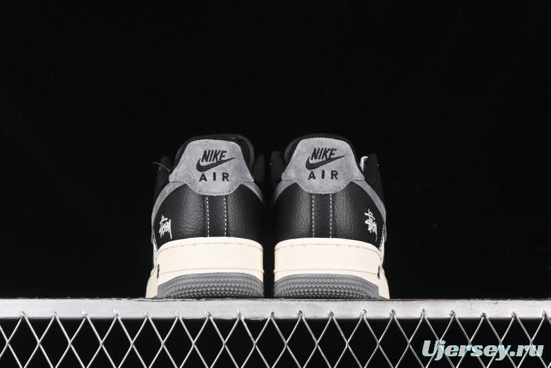 Nike Air Force 1 '07 Low Stussy Collaboration - Black Grey Casual Sneakers - XZ3328-566