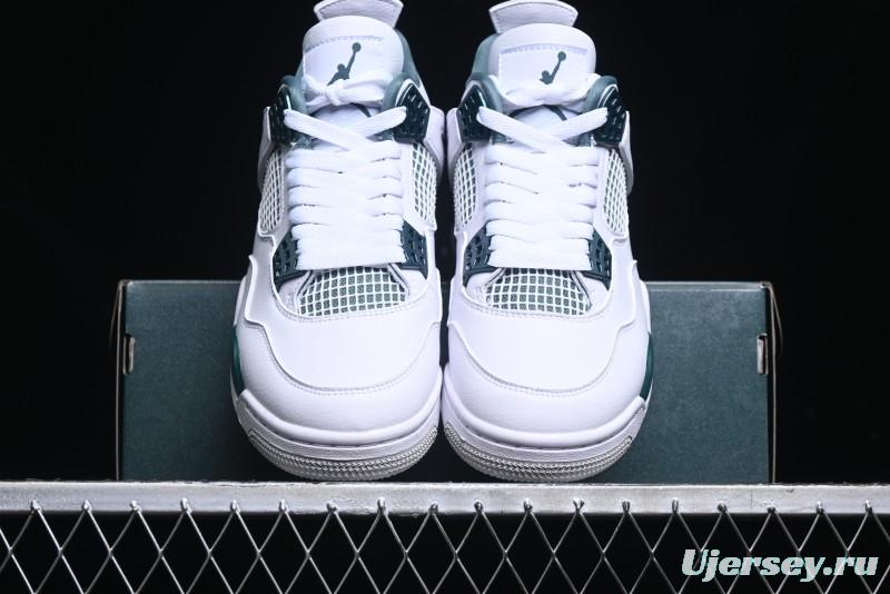 Nike Air Jordan 4 Retro Sneakers in White, Oxidized Green and Neutral Grey - AQ8138-103