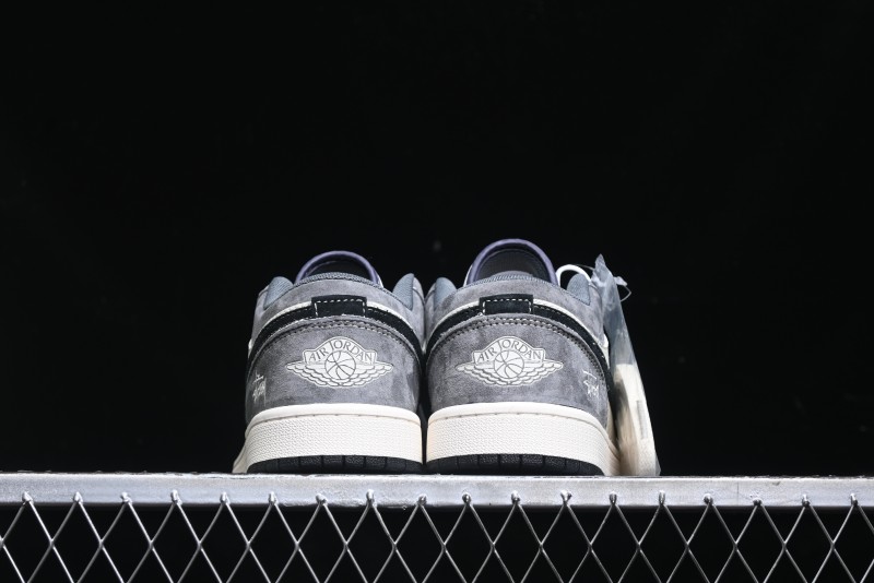 Nike Air Jordan 1 Low Stussy Collaboration Pig Grey Black Swoosh Custom Retro Basketball Shoes - SJ9950-029