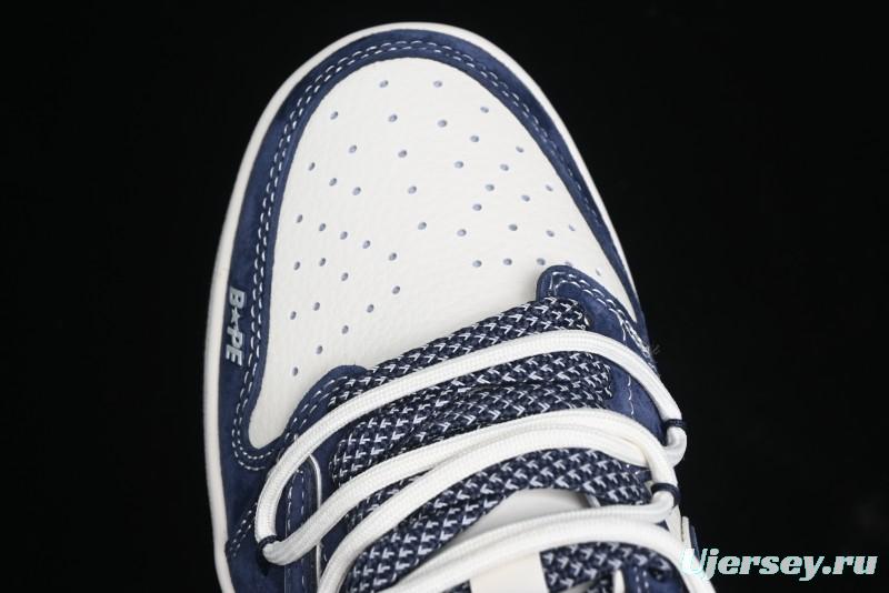 Nike Travis Scott x Fragment Design x Air Jordan 1 Low OG SP AJ1 Bape Collaboration - Klein Blue Lace-Up Low-Top Casual Sneakers - XS3186-201