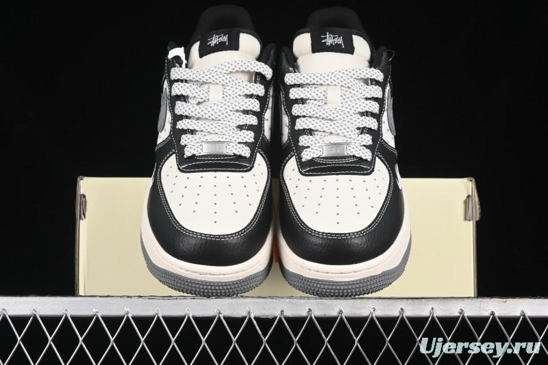 Nike Air Force 1 '07 Low Stussy Collaboration - Black Grey Casual Sneakers - XZ3328-566