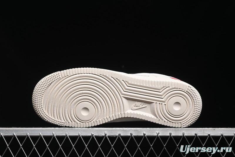 Nike Air Force 1 '07 Low Stussy Collaboration - Double Swoosh Red Tag Low-Top Casual Sneakers - SJ6698-013