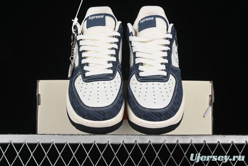 Nike Air Force 1 '07 Low Supreme Casual Sneakers in White-Blue Shadow - KK1988-009