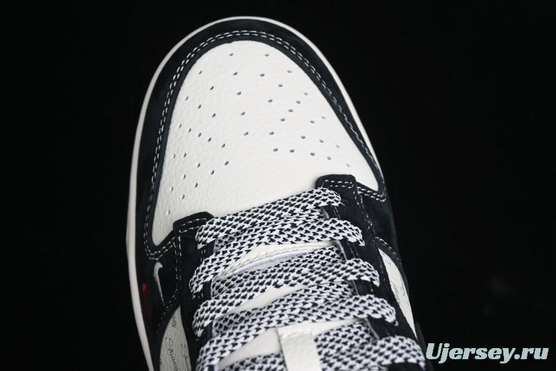 Nike SB Dunk Low Stussy Triple Collaboration - Patchwork Black Swoosh Anniversary Custom Low-Top Casual Skate Shoes - YX5066-222