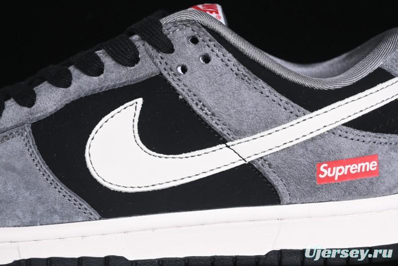 Nike SB Dunk Low Supreme Collaboration - Carbon Black Grey Pig Anniversary High-End Custom Low-Top Casual Skate Shoes - XX3186-206