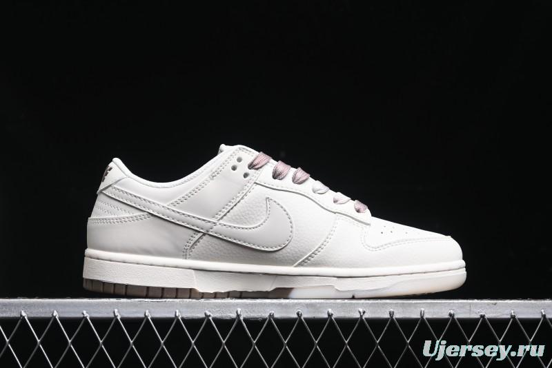 Nike SB Dunk Low Supreme Collaboration - White Brown Split Swoosh Anniversary High-End Custom Low-Top Casual Skate Shoes - BB8675-113