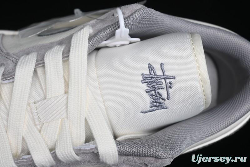 Nike Air Jordan 1 Low Stussy Collaboration - Grey White Dual-Tone Red Tag Retro Basketball Shoes - SJ9950-031