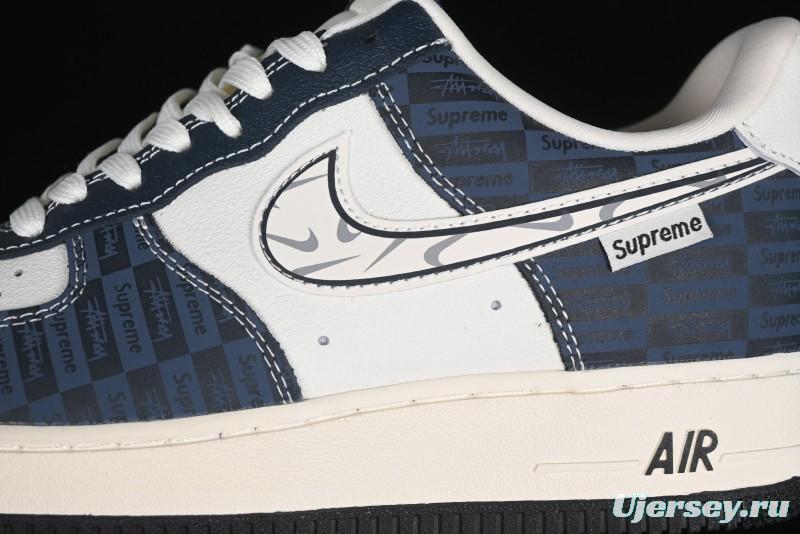Nike Air Force 1 '07 Low Supreme Casual Sneakers in White-Blue Shadow - KK1988-009