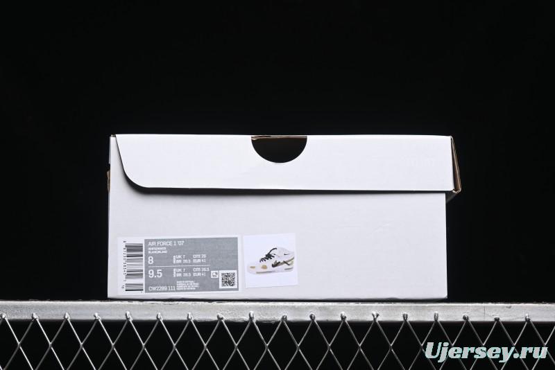 Nike Air Force 1 '07 Mid Hand-Painted Olive Green with Swoosh Shadow Strap Mid-Top Casual Sneakers - CW2289-111