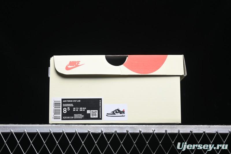 Nike Air Force 1 '07 Low Stussy Collaboration - Beige Black Pattern Red Outsole Low Top Casual Sneakers - XZ6188-339