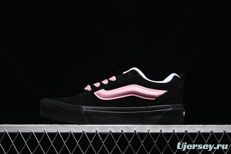 Vans Knu Skool Low Top Retro Sneakers in Black Pink with Big Logo - VN0009QC6BT1