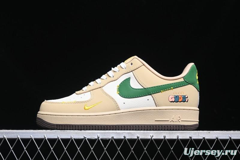 Nike Air Force 1'07 Low Gucci Collaboration White Brown Green Low-Top Casual Sneakers - KK1988-024