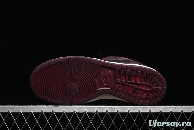 Nike SB Dunk Low Bordeaux Red Skate Shoes Collaboration with Riot Skateshop - FZ1289-200