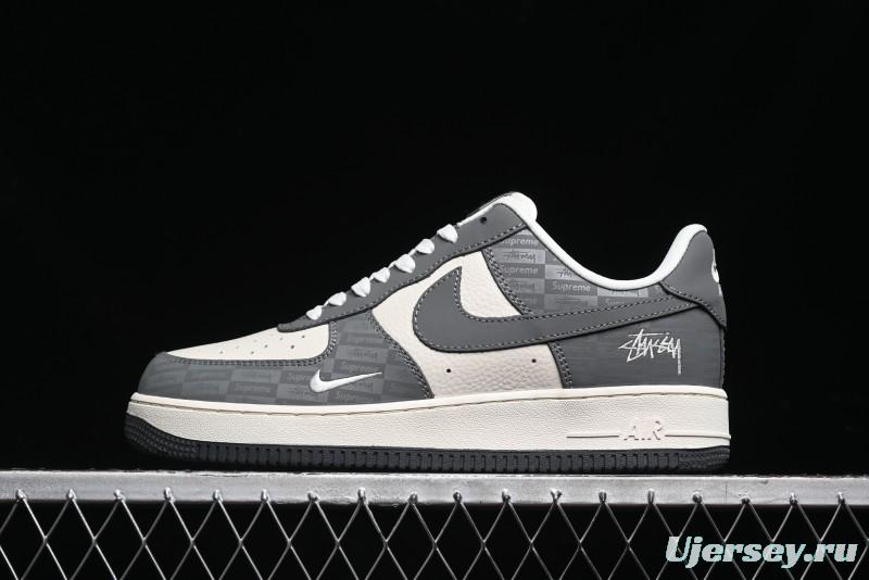 Nike Air Force 1 '07 Low Stussy Collaboration - Light Bone Shadow Low-Top Casual Sneakers - DF0180-008