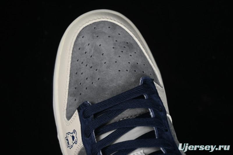 Nike SB Dunk Low Collaboration with Violent Bear - Patchwork Grey Swoosh Anniversary Custom Edition Low-Top Casual Skate Shoes - KK1333-013