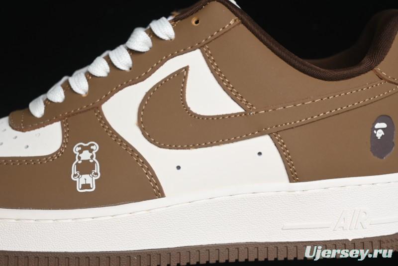 Nike Air Force 1 '07 Low Bape Collaboration - Brown Violent Bear Casual Sneakers - DF0188-013
