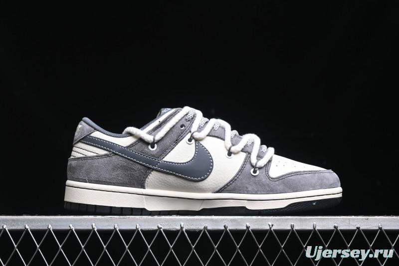 Nike SB Dunk Low Stussy Collaboration - Lace-Up Beige Grey Hook Anniversary High-End Custom Low-Top Casual Skate Shoes - YX5066-206