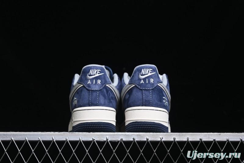Nike Air Force 1 '07 Low Stussy Collaboration - Grey Blue Suede Low-Top Casual Sneakers - SJ6698-007