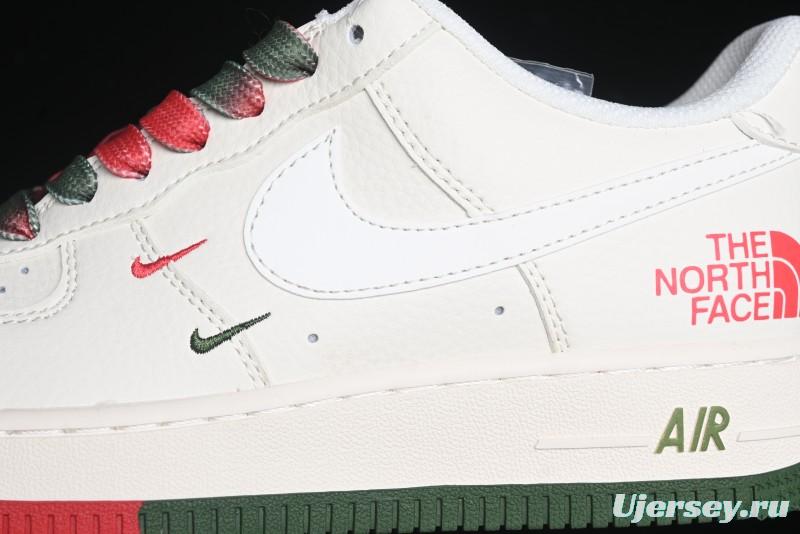 Nike Air Force 1 '07 Low The North Face Collaboration - Beige Red Green Color Block Low-Top Casual Sneakers - XZ6188-011