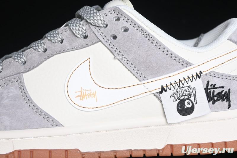 Nike SB Dunk Low Stussy Collaboration - Patchwork Black White Swoosh Anniversary Custom Low-Top Skate Shoes - DM6868-003