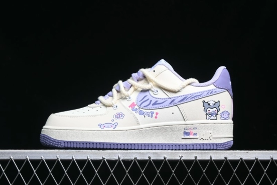 Nike Air Force 1 Low Kuromi Casual Sneakers with Lace-Up Design - BD7701-220