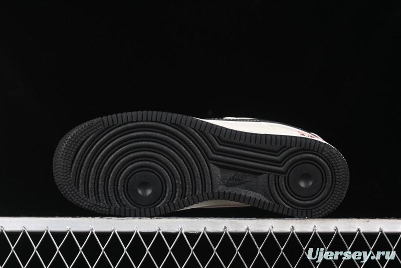 Nike Air Force 1 '07 Low Stone Island x Supreme Collaboration - Off-White Black Heel Casual Sneakers - BB1616-307