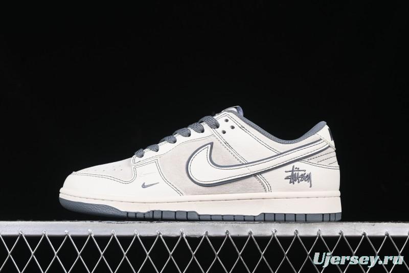Nike SB Dunk Low Stussy Collaboration - Beige Grey Line Anniversary High-End Custom Low-Top Casual Sneakers - BB7518-007