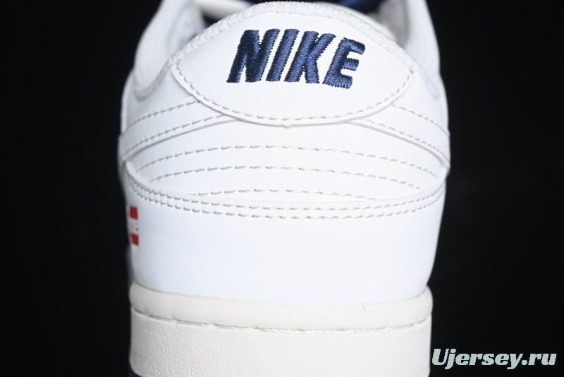 Nike SB Dunk Low Supreme Collaboration - White Blue Color Blocking with Mini Swoosh Anniversary Custom Edition Low-Top Casual Skate Shoes - BB8675-110