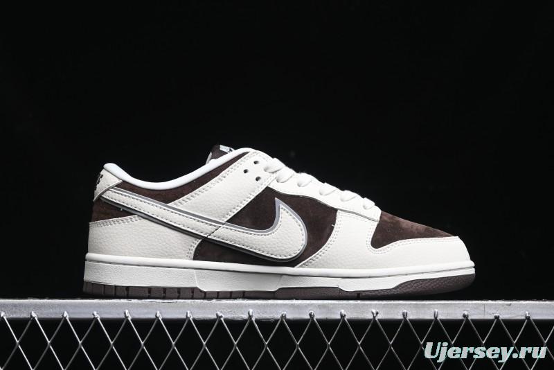 Nike SB Dunk Low Stussy Collaboration - Dark Brown White Swoosh Anniversary Custom Low-Top Casual Sneakers - KK1333-012