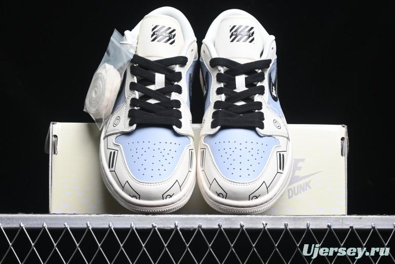 Nike Air Jordan 1 Low AJ1 OF Collaboration - Customized Retro Basketball Shoes with 3D Buttons - DM9188-001