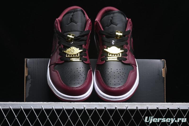 Nike Air Jordan 1 Low AJ1 Black Wine Red Metallic Wings DB6491-600