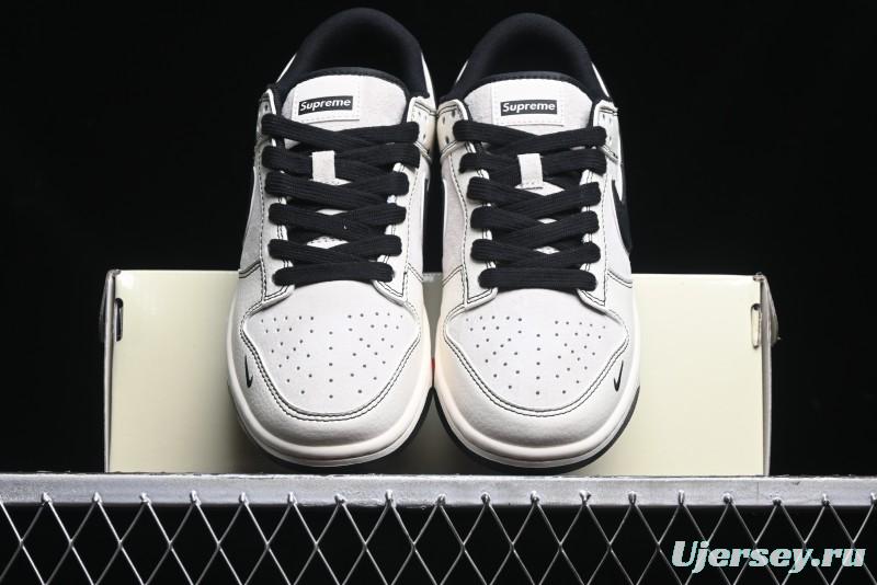 Nike SB Dunk Low Supreme Collaboration - Black Stitch Mini Swoosh Custom Low-Top Casual Skate Shoes - XX3186-302