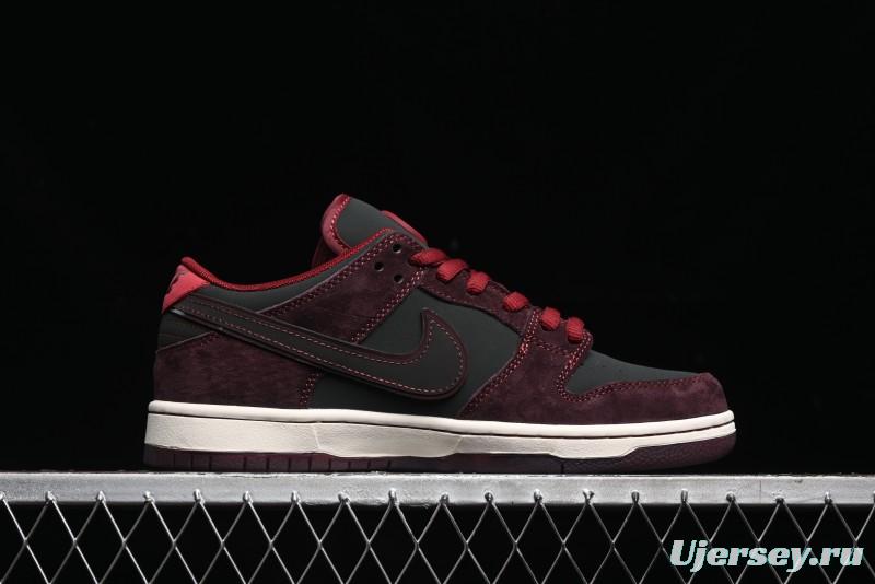 Nike SB Dunk Low Bordeaux Red Skate Shoes Collaboration with Riot Skateshop - FZ1289-200