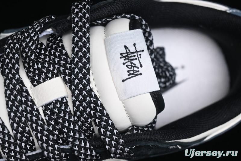Nike SB Dunk Low Stussy Collaboration - Black White Print Anniversary Custom Low-Top Casual Sneakers - XX3168-212