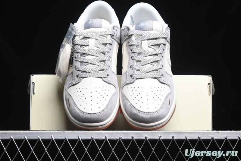 Nike SB Dunk Low Stussy Collaboration - Patchwork Black White Swoosh Anniversary Custom Low-Top Skate Shoes - DM6868-003