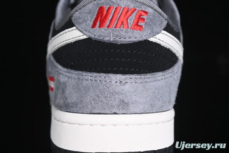 Nike SB Dunk Low Supreme Collaboration - Carbon Black Grey Pig Anniversary High-End Custom Low-Top Casual Skate Shoes - XX3186-206