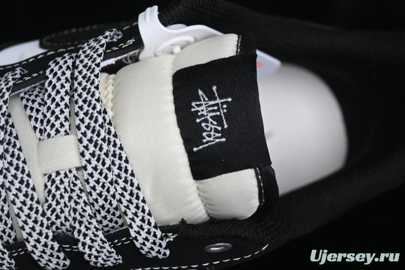 Nike Air Force 1 '07 Low Stussy Collaboration - Black White Double Swoosh Red Tag Low-Top Casual Sneakers - SJ6698-012