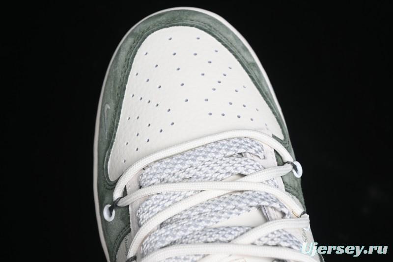 Nike SB Dunk Low Stussy Collaboration - Patina Green Lace-Up Anniversary Custom Low-Top Casual Skate Shoes - XS1186-105